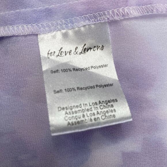FOR LOVE & LEMONS Zinnia Lilac Floral Ruffled Blouse Romantic Spring Chiffon - S - Picture 11 of 13